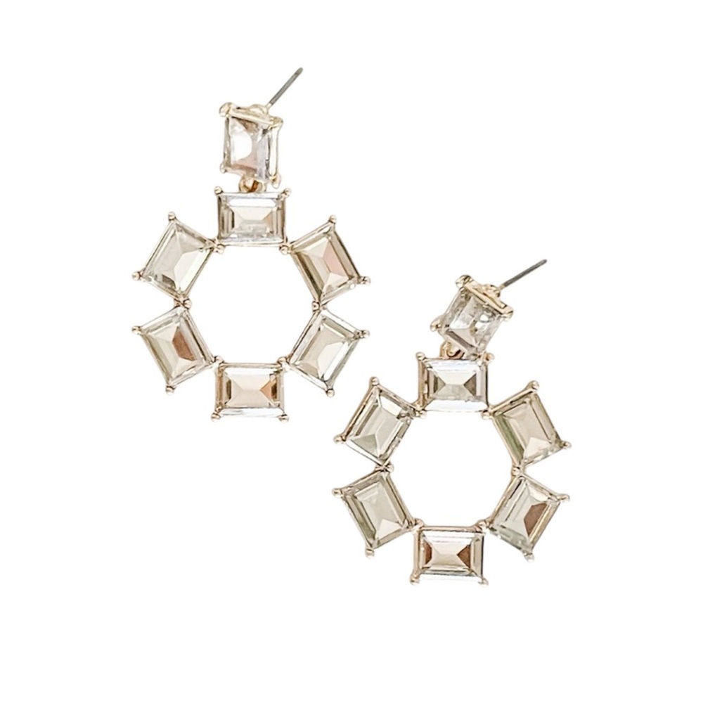 NIB Topaz Glass Stone Statement Earrings